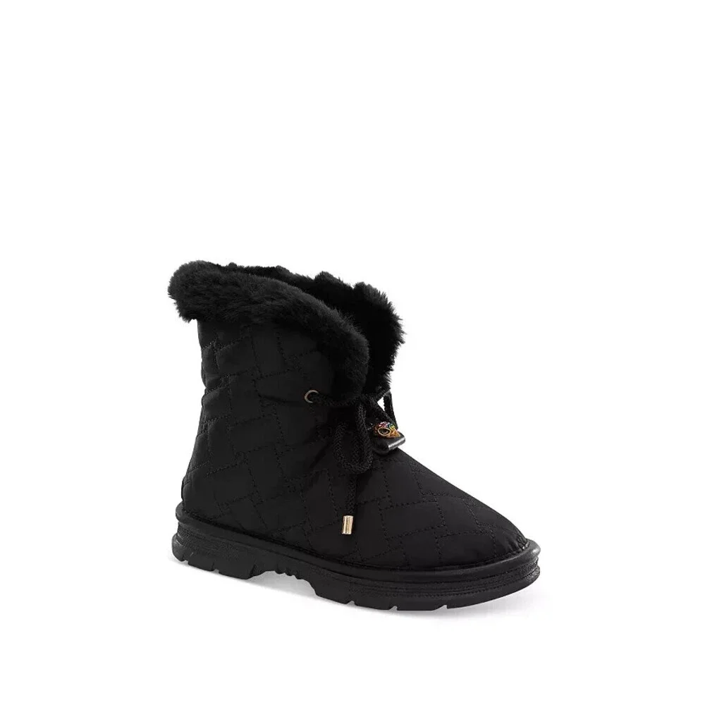 Kurt Geiger Orson 8488100229 Kids 12 Black Faux Fur Quilted Puffer Boots ZPO3461